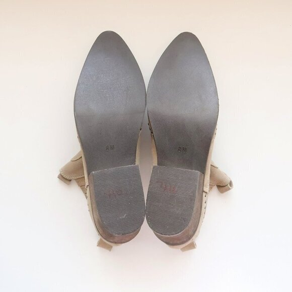 Matisse x Amuse Society Beige Suede Leather Studded Western Ankle Boots Booties - Picture 7 of 16